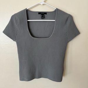 Ribbed dark grey square top